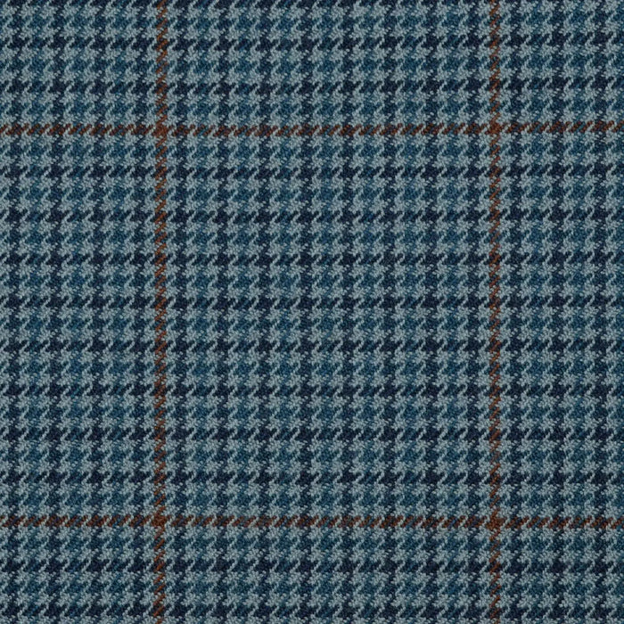 Light Blue and Grey with Medium Blue Dogtooth with Brown Window Check All Wool Jacketing