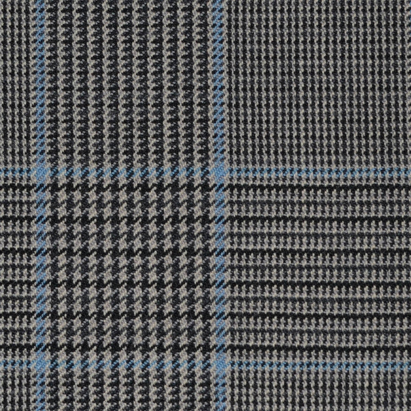 Light Brown and Dark Grey with Blue Prince of Wales Check All Wool Jacketing