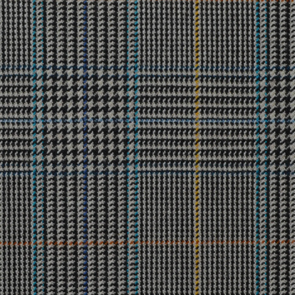 Grey and Brown with Blue & Tan Prince of Wales Check All Wool Jacketing