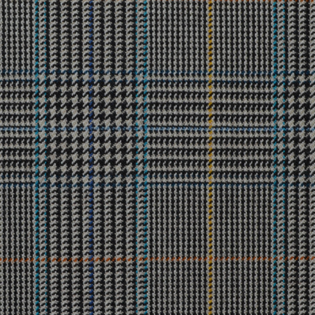 Grey and Brown with Blue & Tan Prince of Wales Check All Wool Jacketing