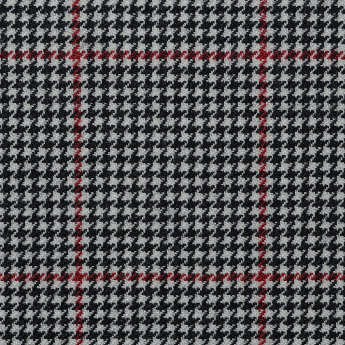 Beige and Dark Grey Dogtooth with Red Window Check All Wool Jacketing
