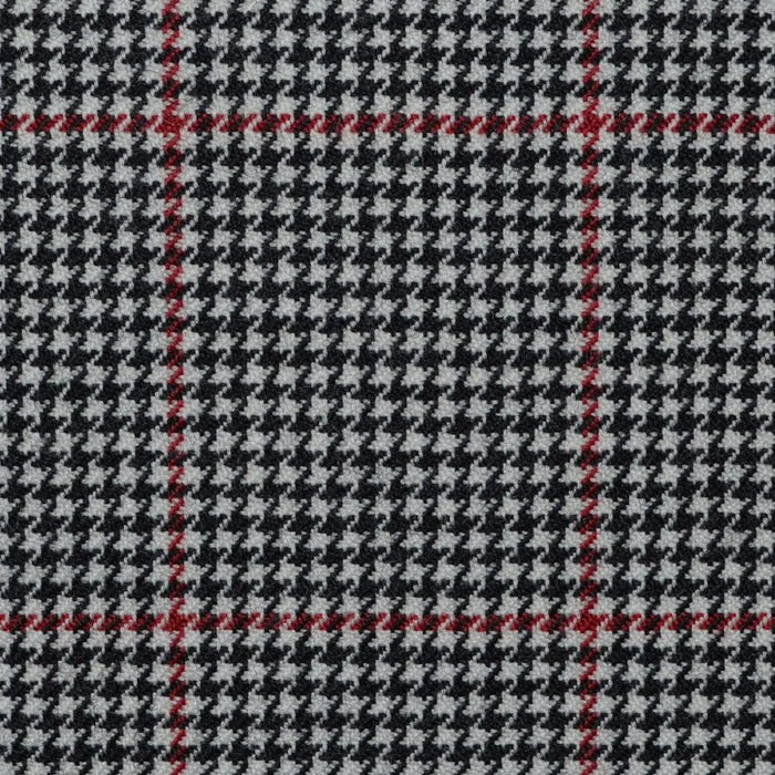 Beige and Dark Grey Dogtooth with Red Window Check All Wool Jacketing