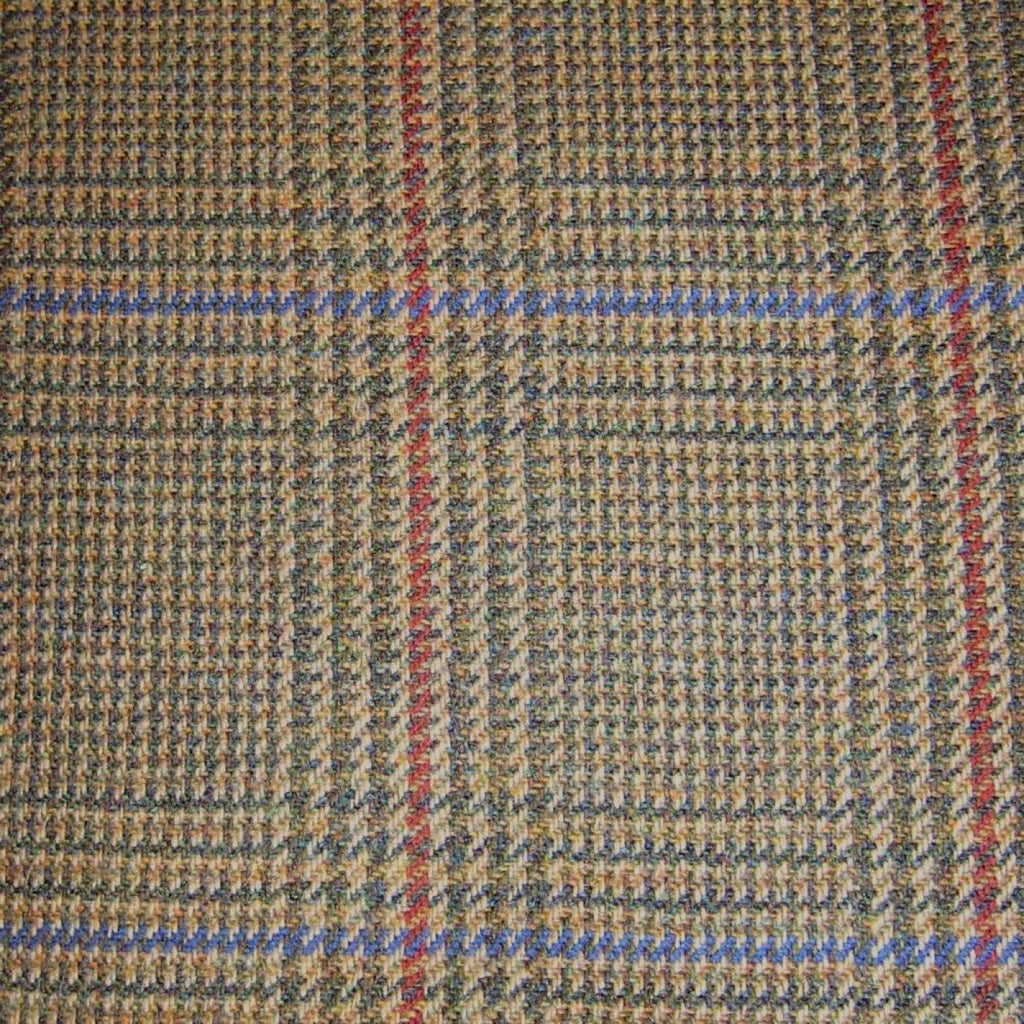 Green & Brown with Red & Blue Check Tweed