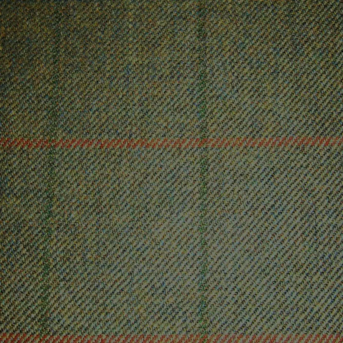 Moss Green with Orange and Dark Green Check Tweed
