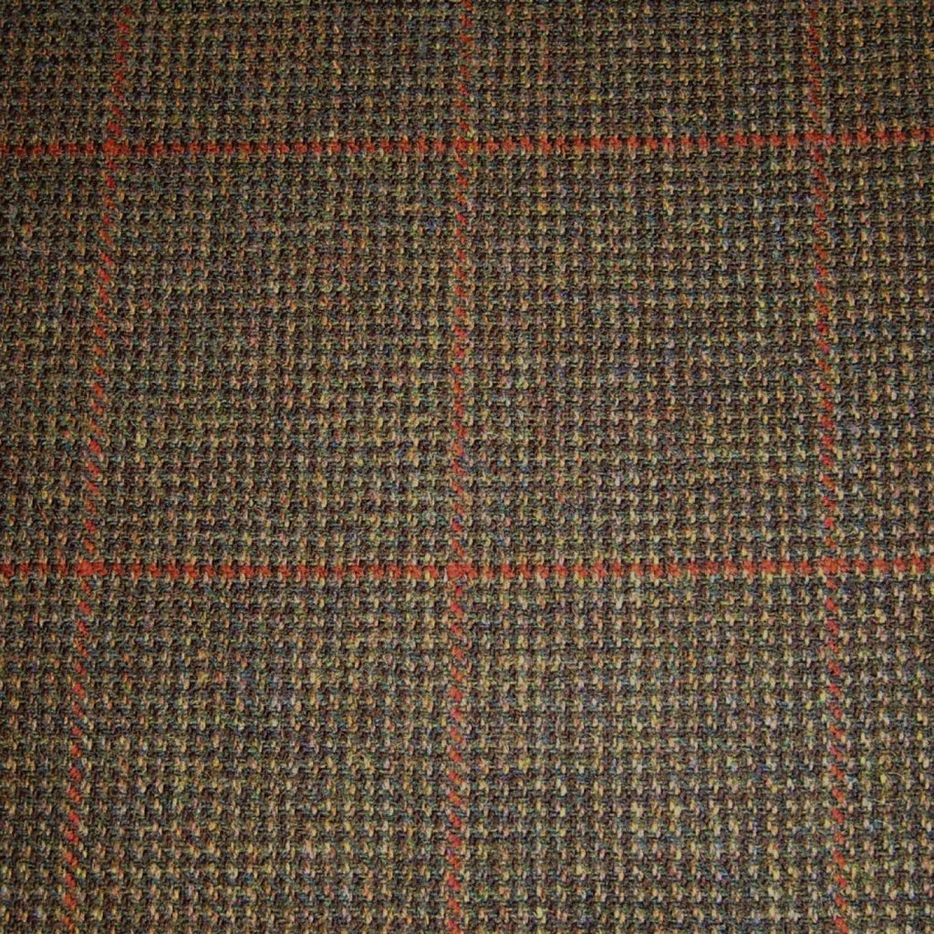 Brown & Green with Orange Check Tweed