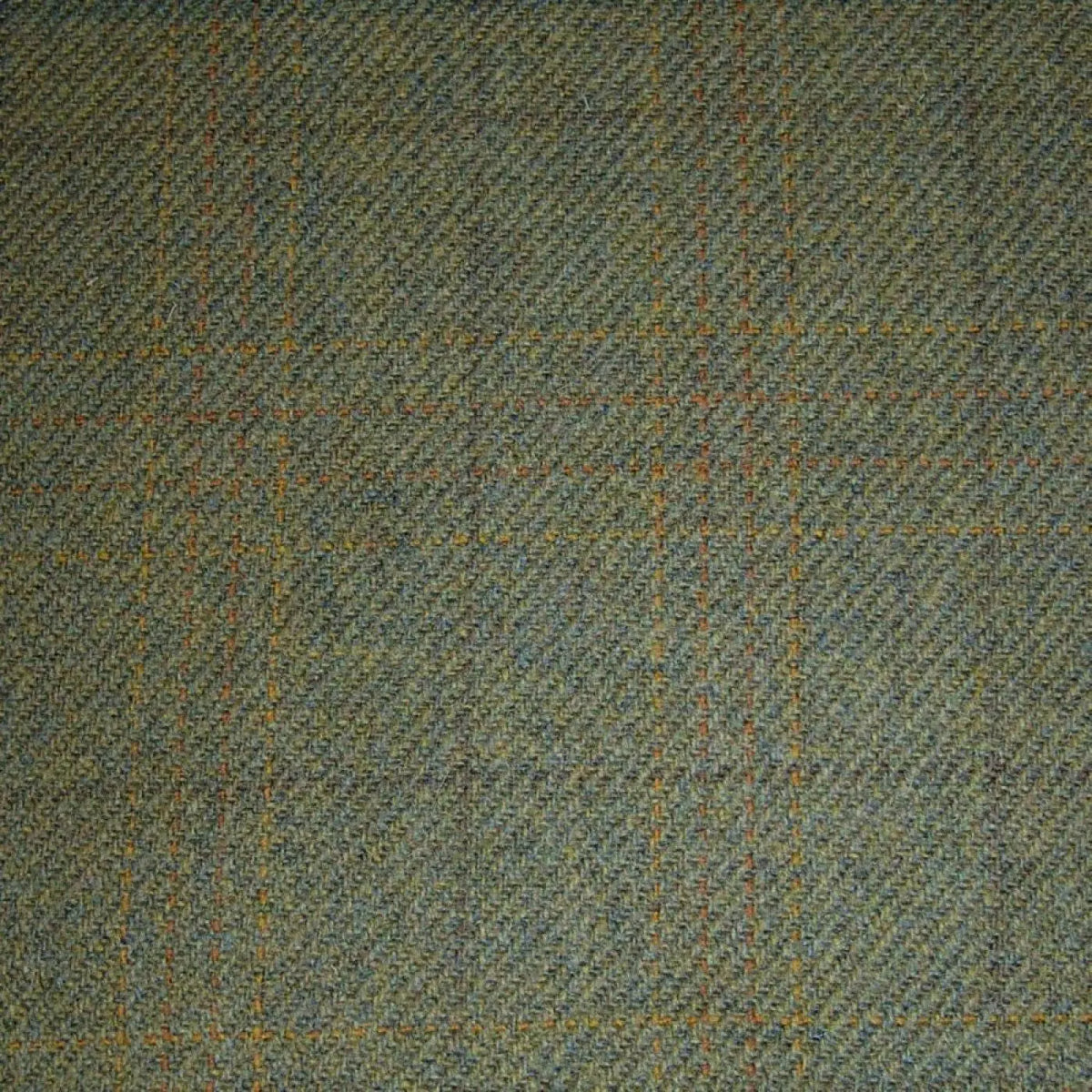 Moss Green with Brown & Orange Quad Check Tweed