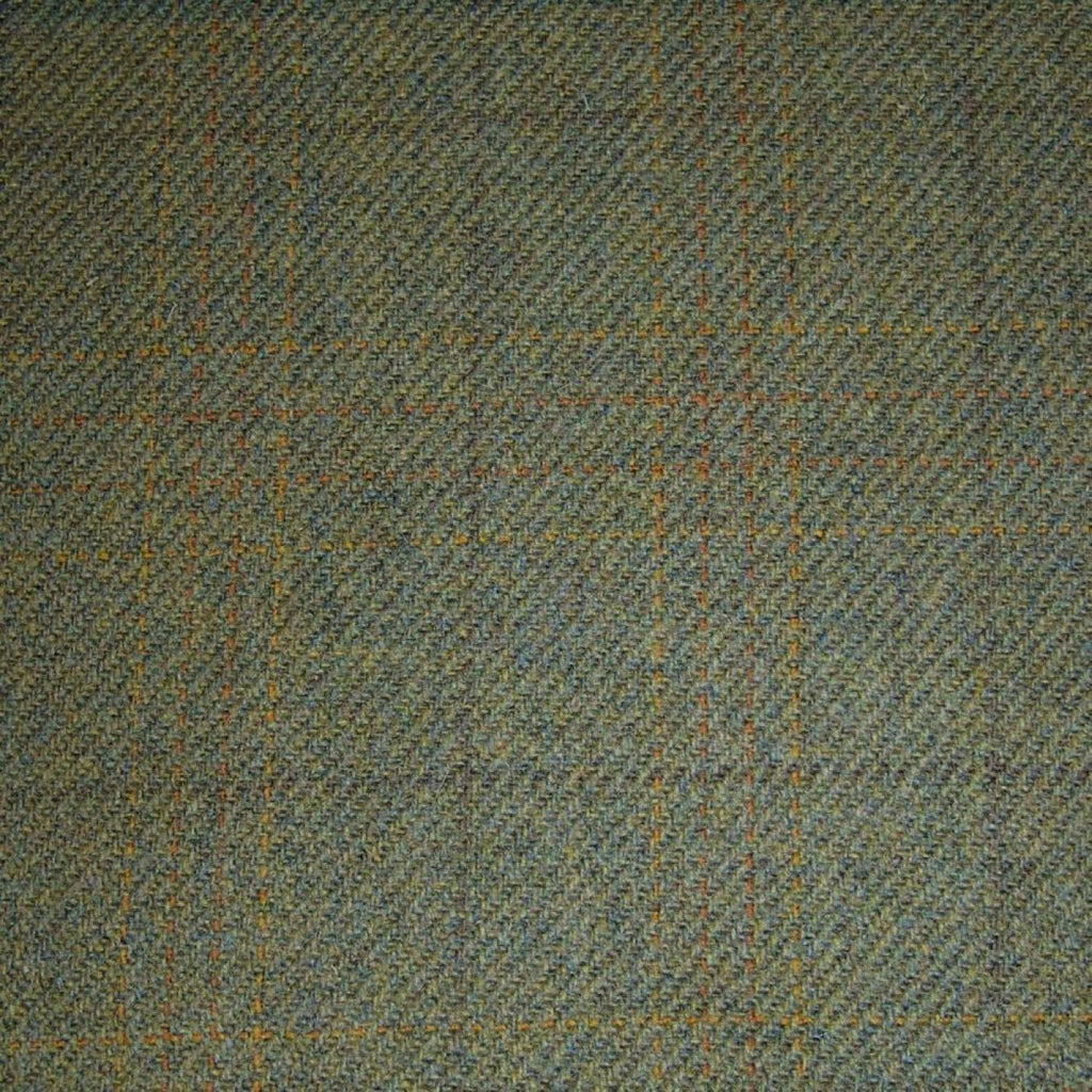 Moss Green with Brown & Orange Quad Check Tweed