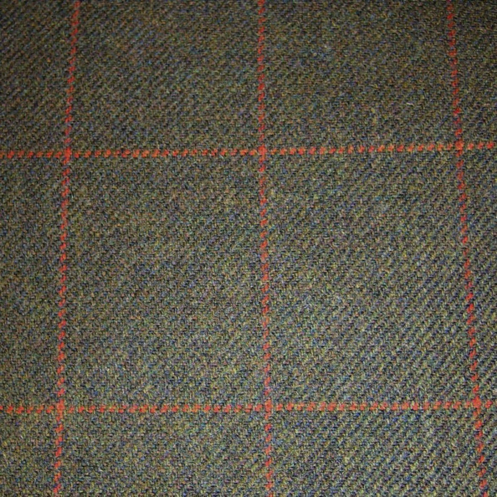 Green & Brown with Orange Check Tweed