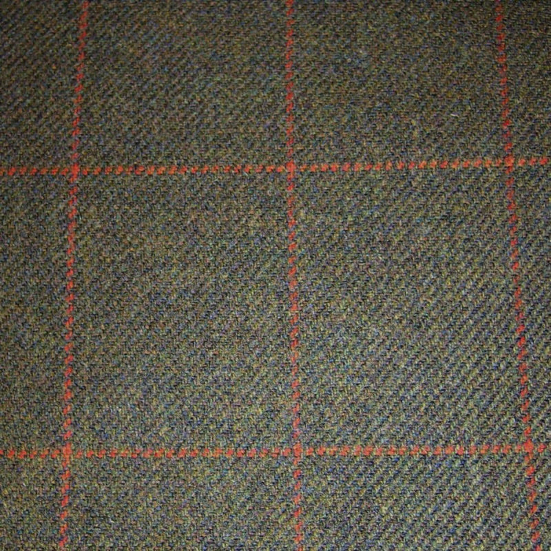 Green & Brown with Orange Check Tweed