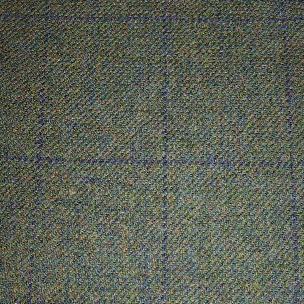 Green with Navy Blue Check Tweed