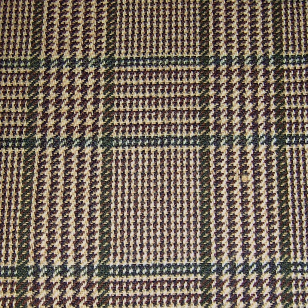 Beige with Brown & Green Check Tweed
