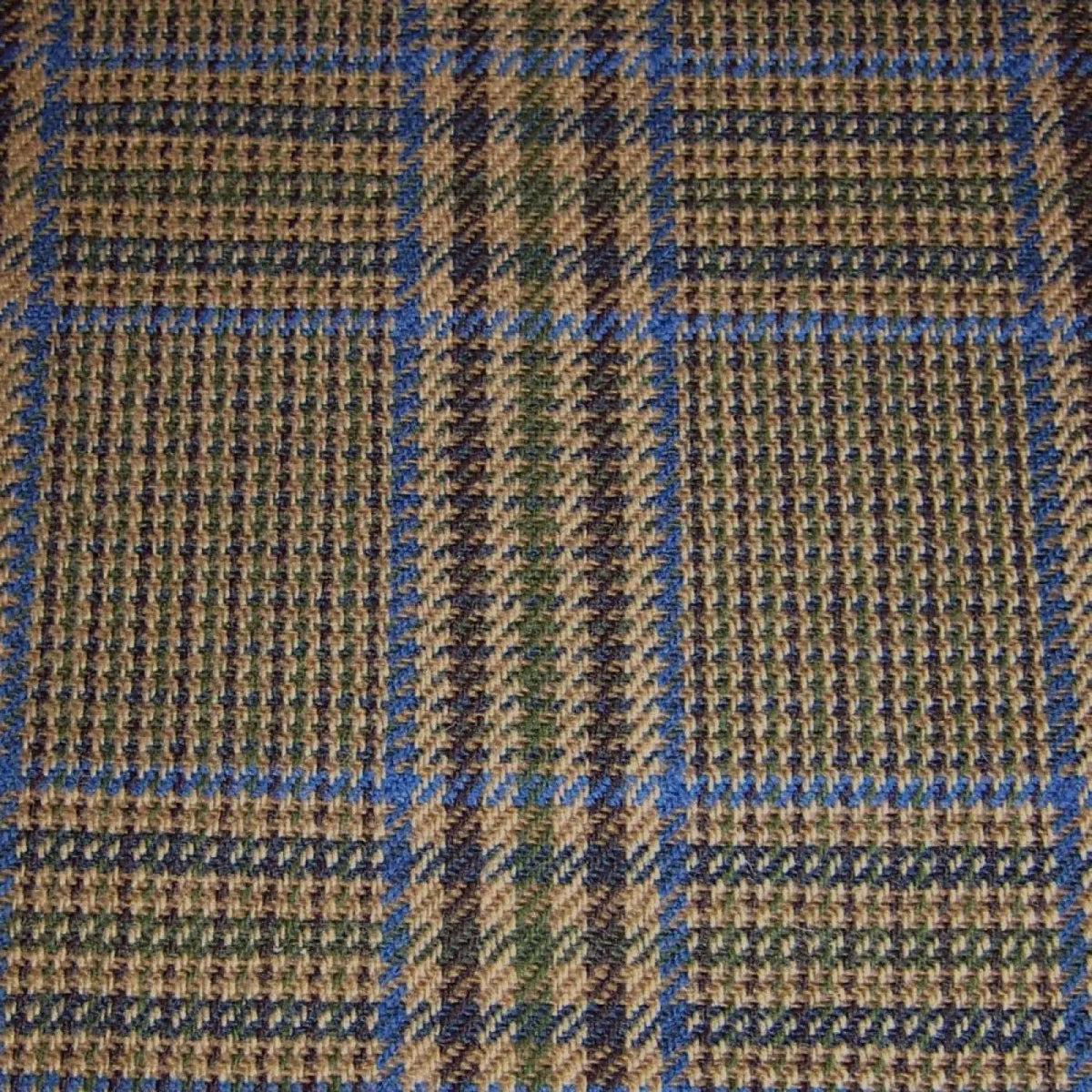 Beige, Brown, & Green with Blue Check Tweed