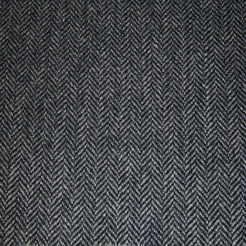 Grey & Navy Herringbone Tweed