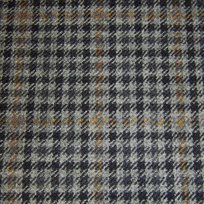 Grey & Black Dogtooth with Orange Check Tweed