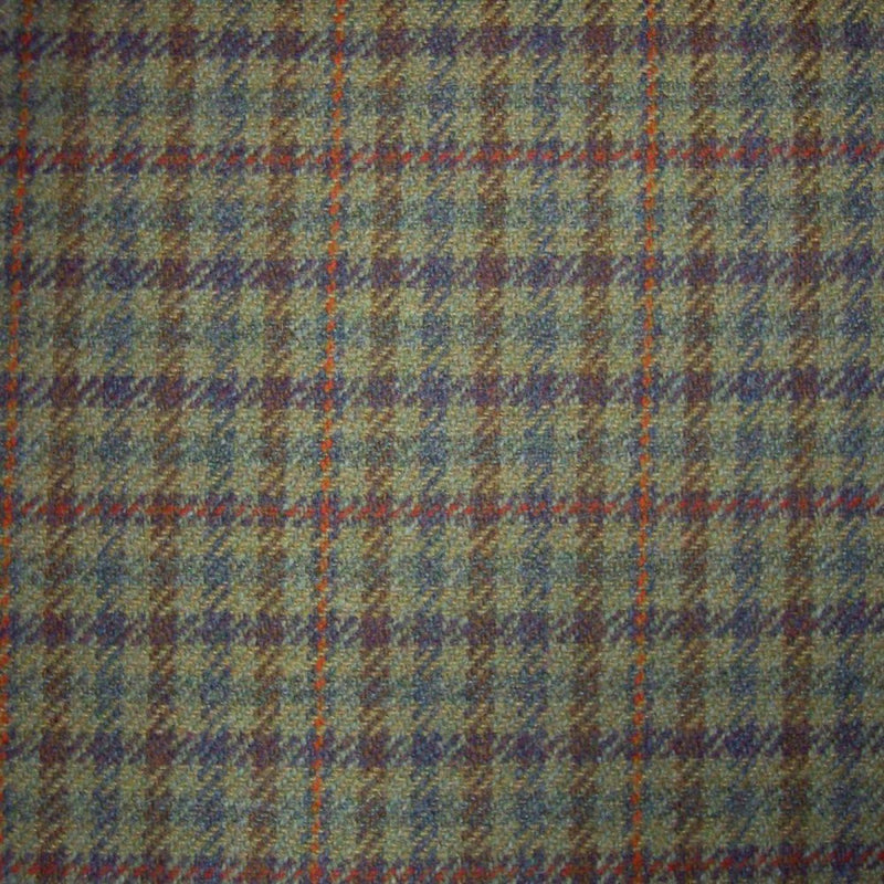 Green with Red, Orange, Green & Brown Check Tweed