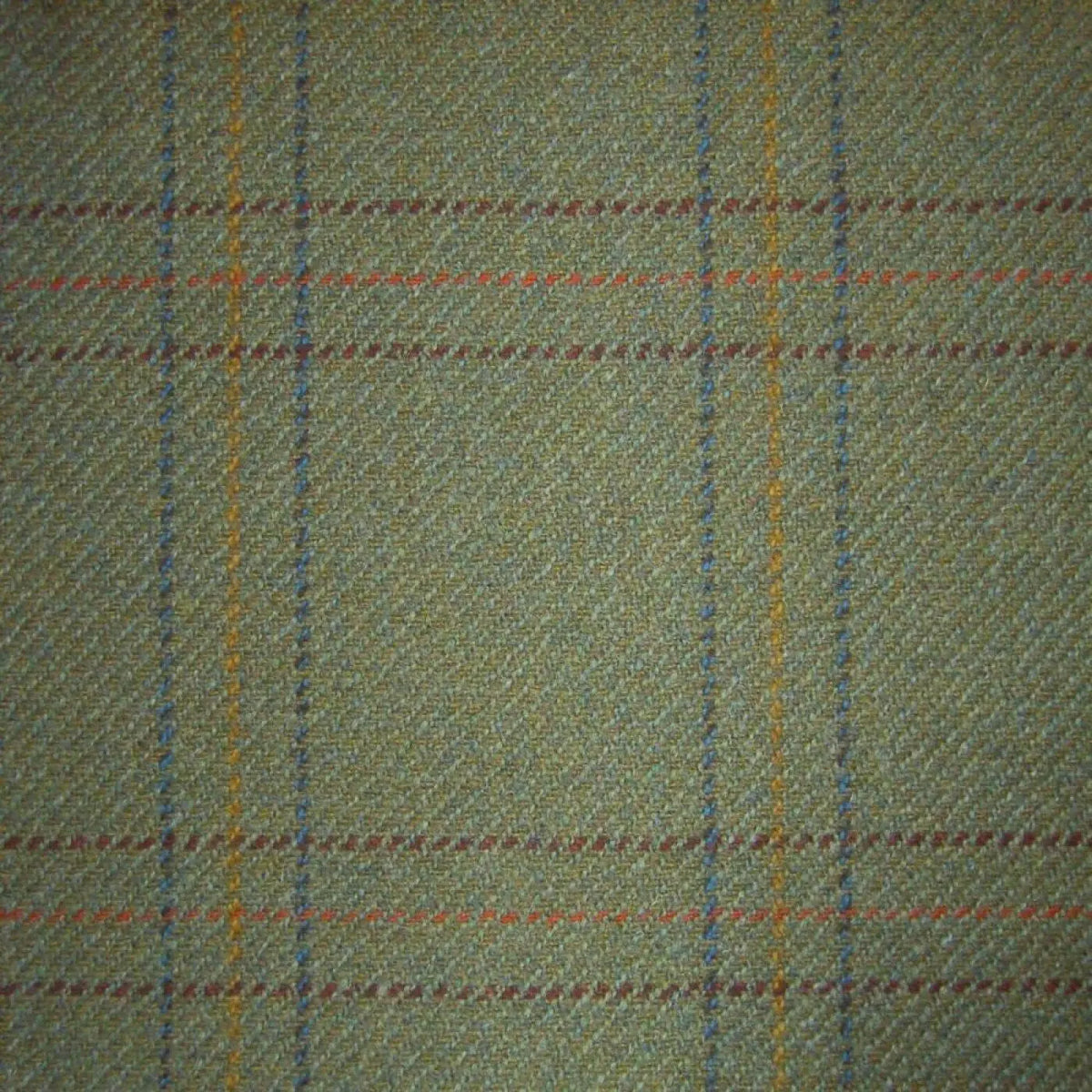 Green with Wine, Orange & Blue Check Tweed