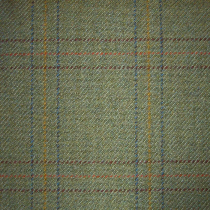 Green with Wine, Orange & Blue Check Tweed