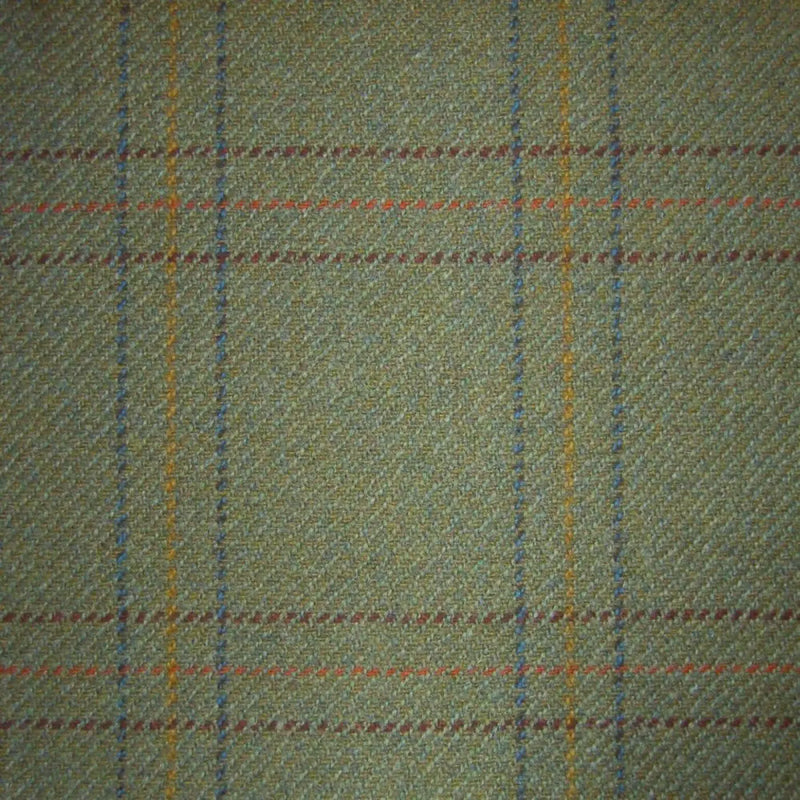 Green with Wine, Orange & Blue Check Tweed