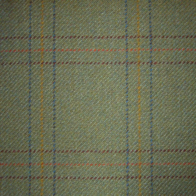 Green with Wine, Orange & Blue Check Tweed