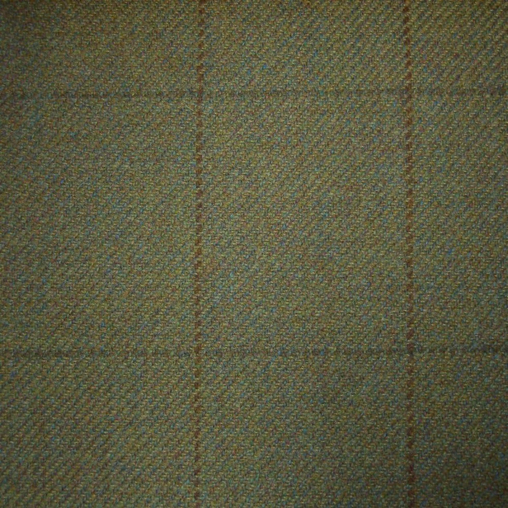 Moss Green with Brown & Green Check Tweed