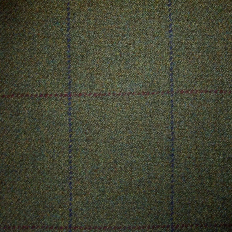 Moss Green with Red & Blue Check Tweed