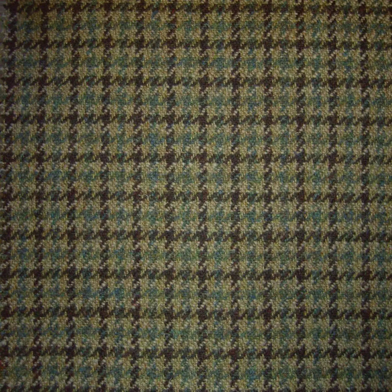 Beige, Dark Brown & Green Dogtooth Check Tweed