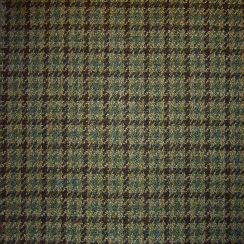 Beige, Dark Brown & Green Dogtooth Check Tweed