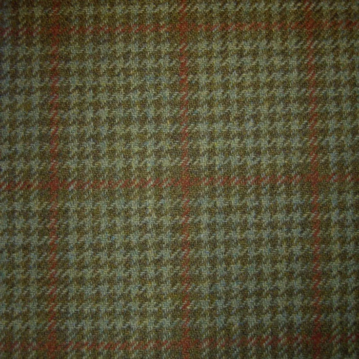 Green, Brown & Orange Dogtooth Check Tweed