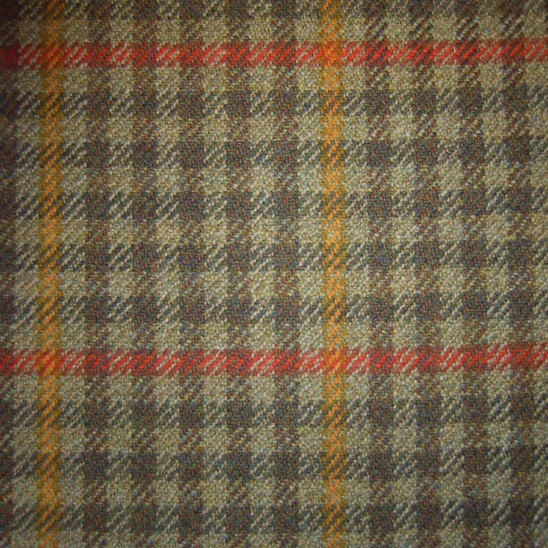 Green & Brown with Orange & Red Check Tweed