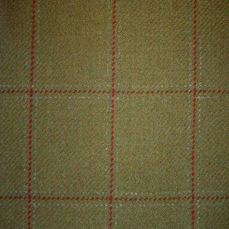 Sand & Green with Red, Wine & White Check Tweed
