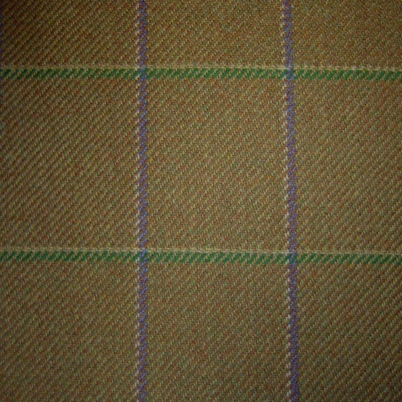 Sand & Brown with Purple, Green & White Check Tweed