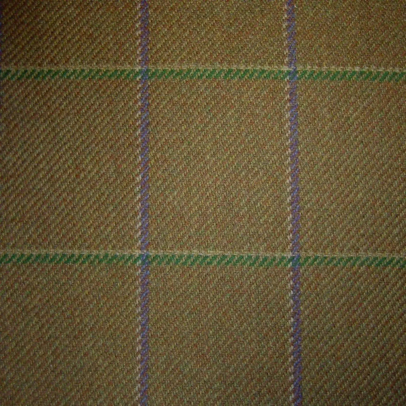 Sand & Brown with Purple, Green & White Check Tweed