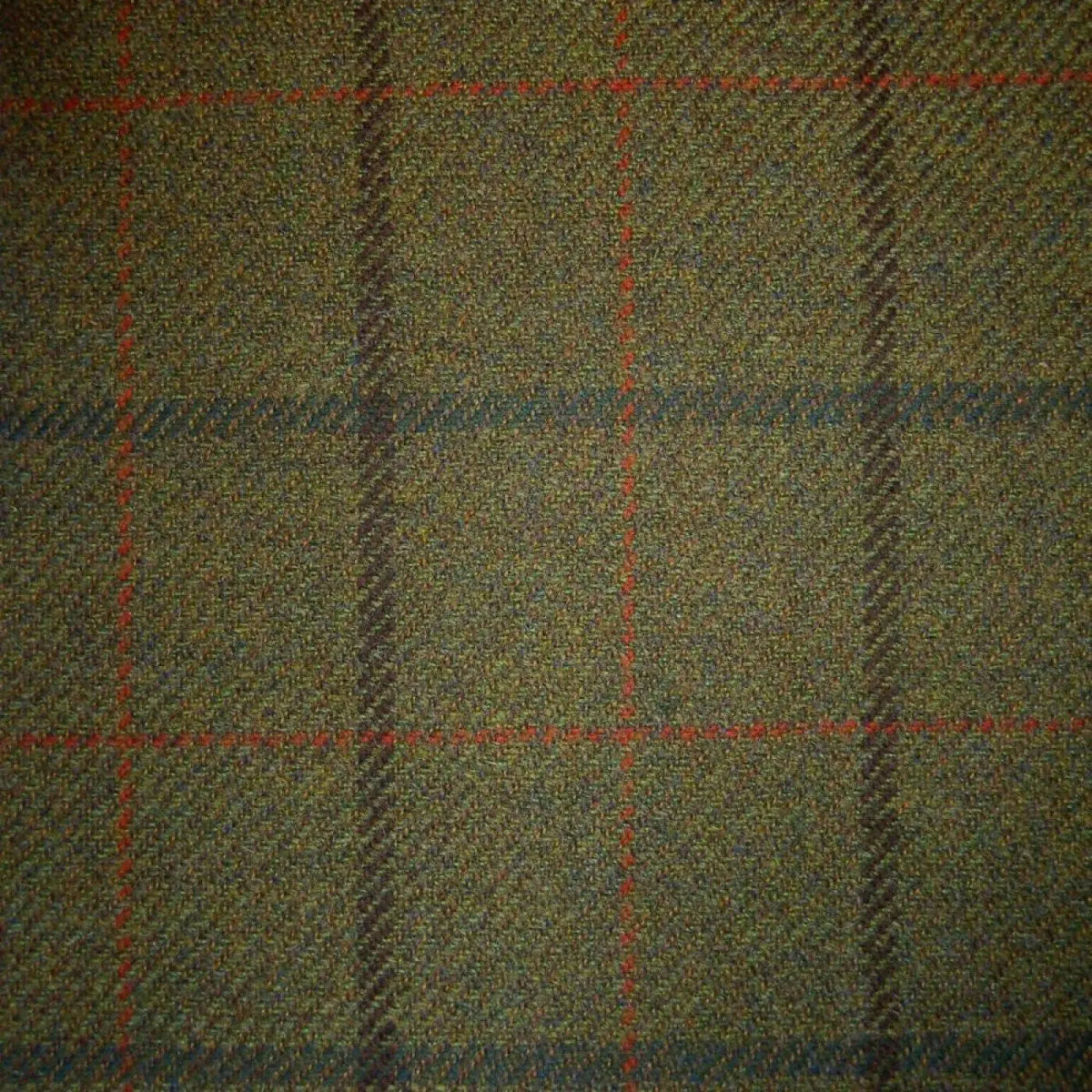 Moss Green with Brown, Green, Red & Orange Check Tweed