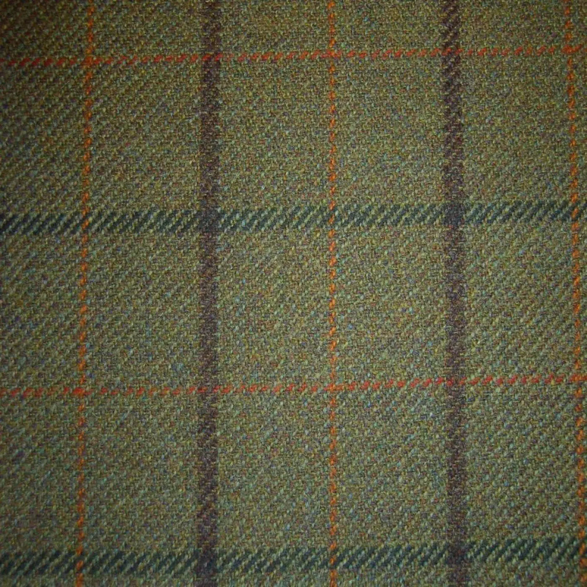 Green & Brown with Brown, Green, Orange & Red Check Tweed