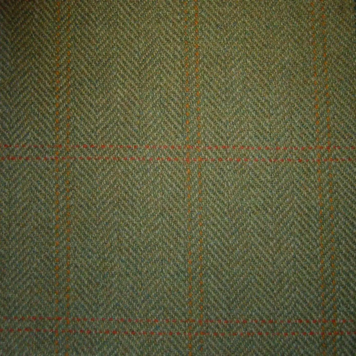 Sand & Green Herringbone with Orange & Red Twin Check Tweed
