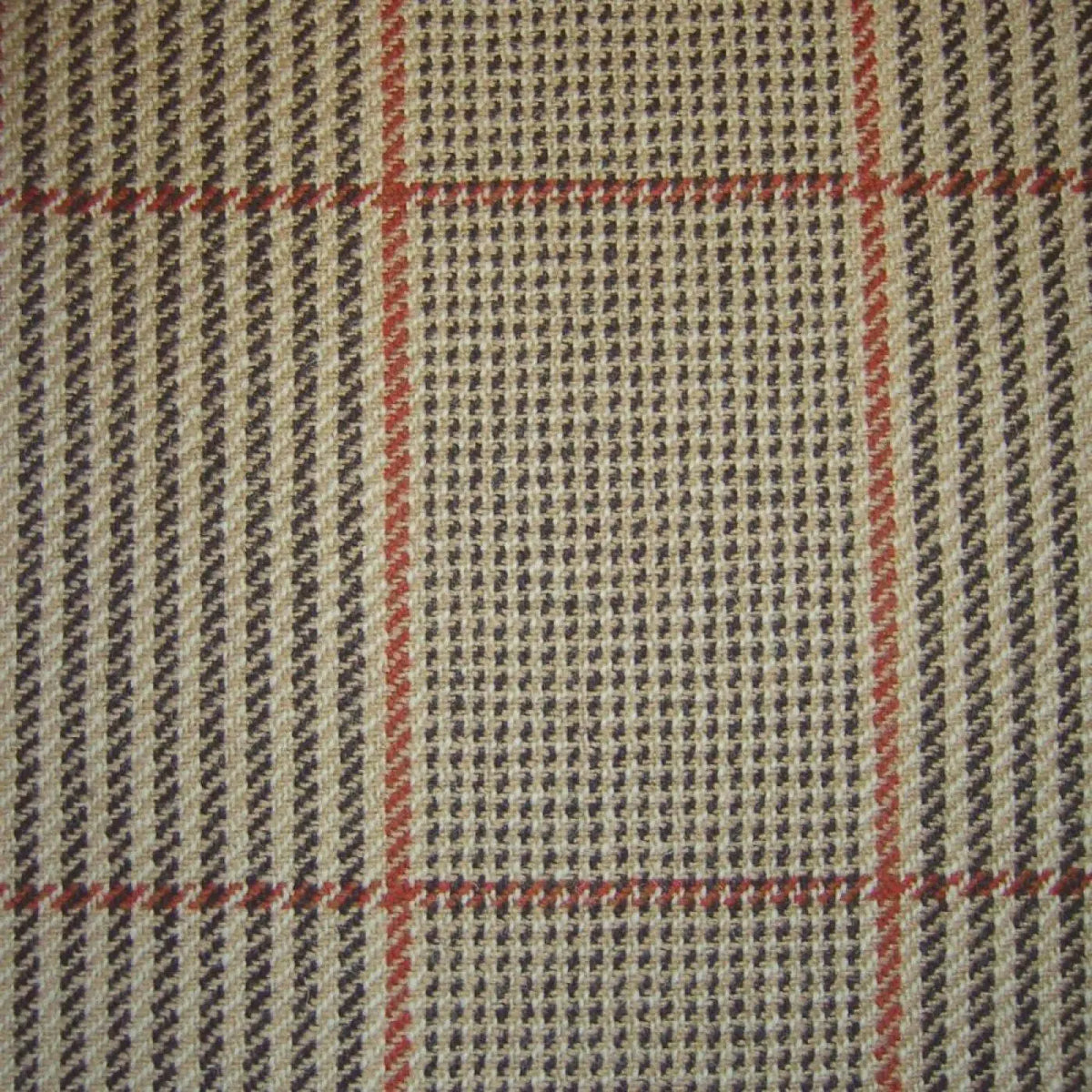 Sand & Black with Red & Orange & Red Check Tweed