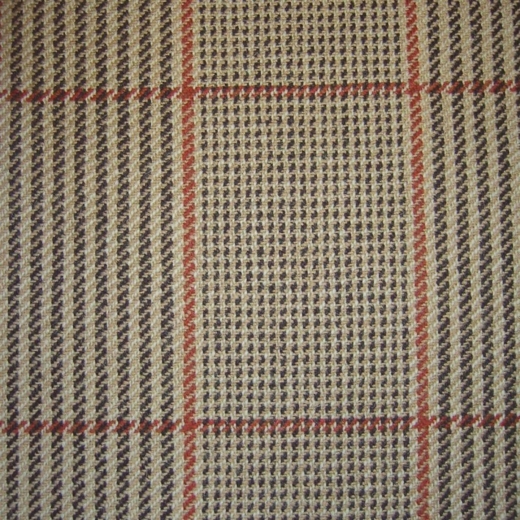 Sand & Black with Red & Orange & Red Check Tweed