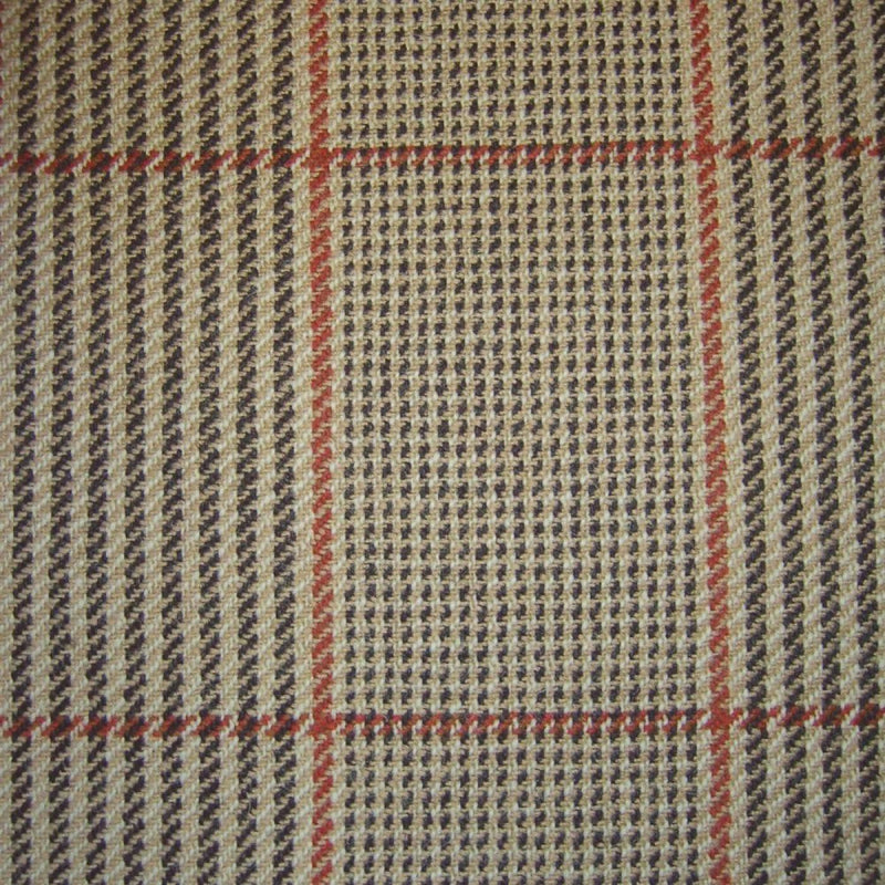Sand & Black with Red & Orange & Red Check Tweed