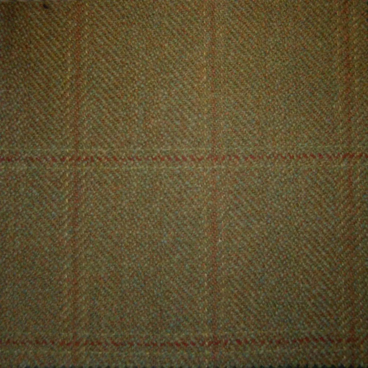 Moss Green with Red & Orange Check Tweed