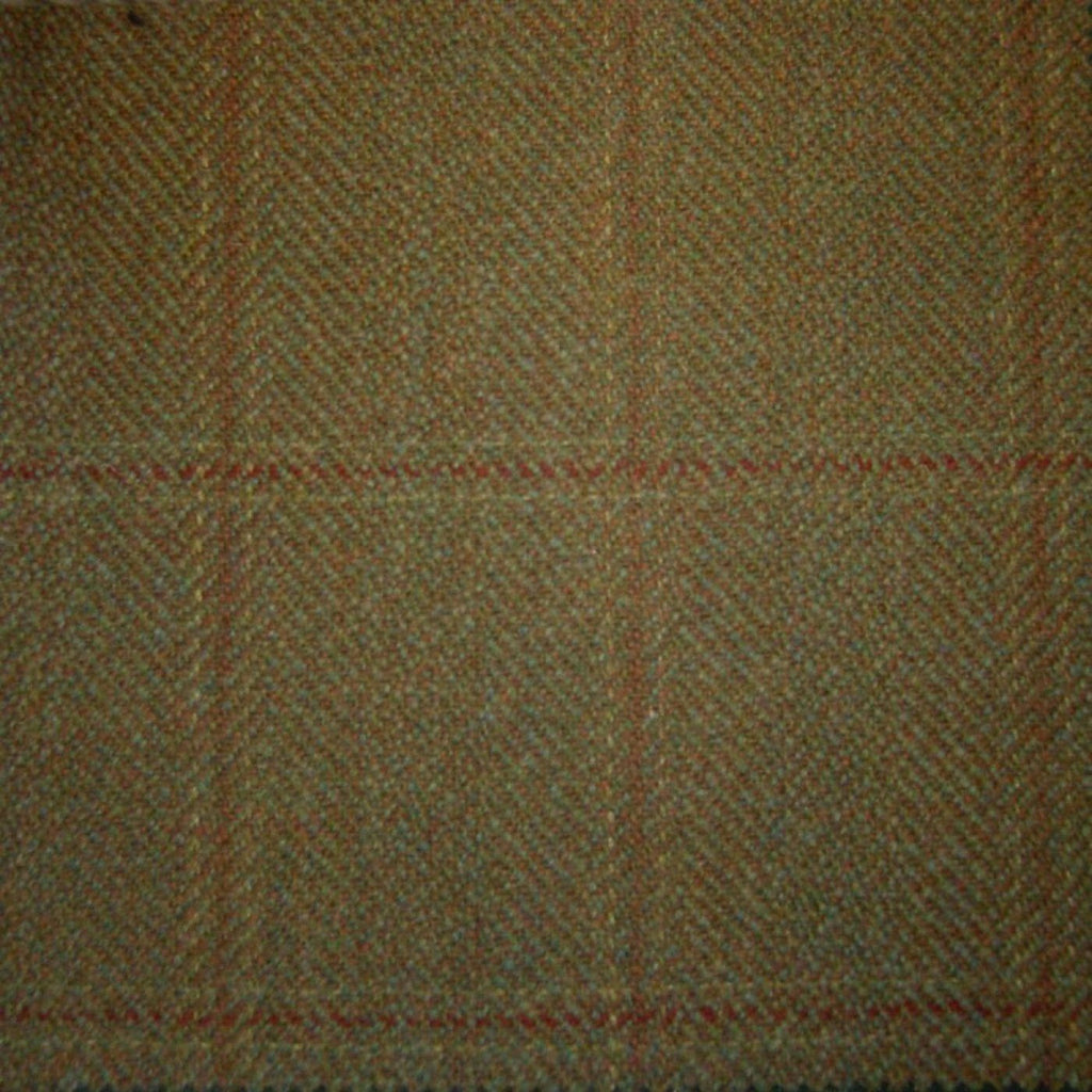 Moss Green with Red & Orange Check Tweed