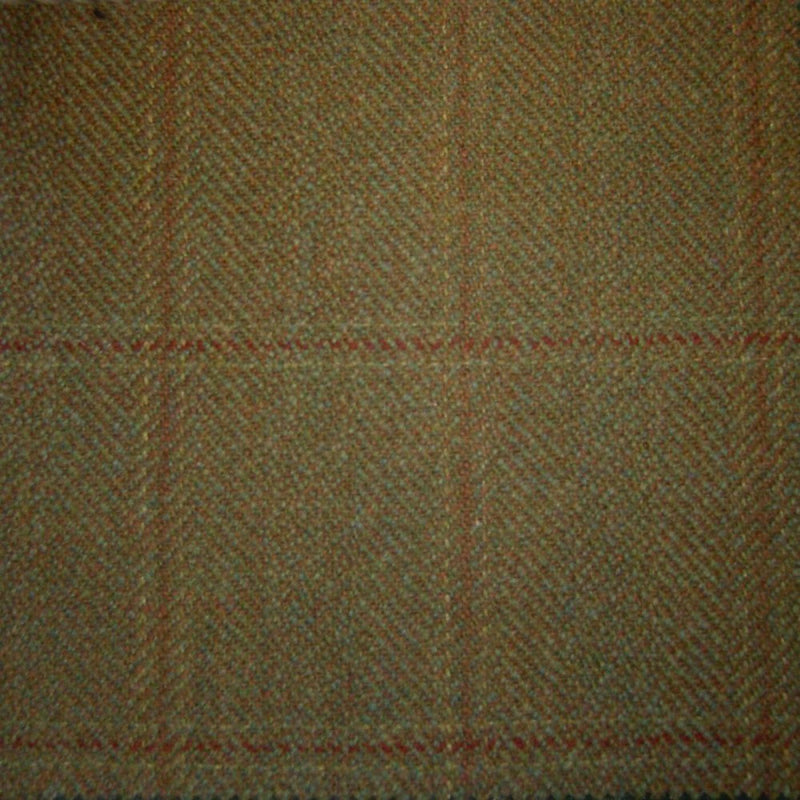 Moss Green with Red & Orange Check Tweed