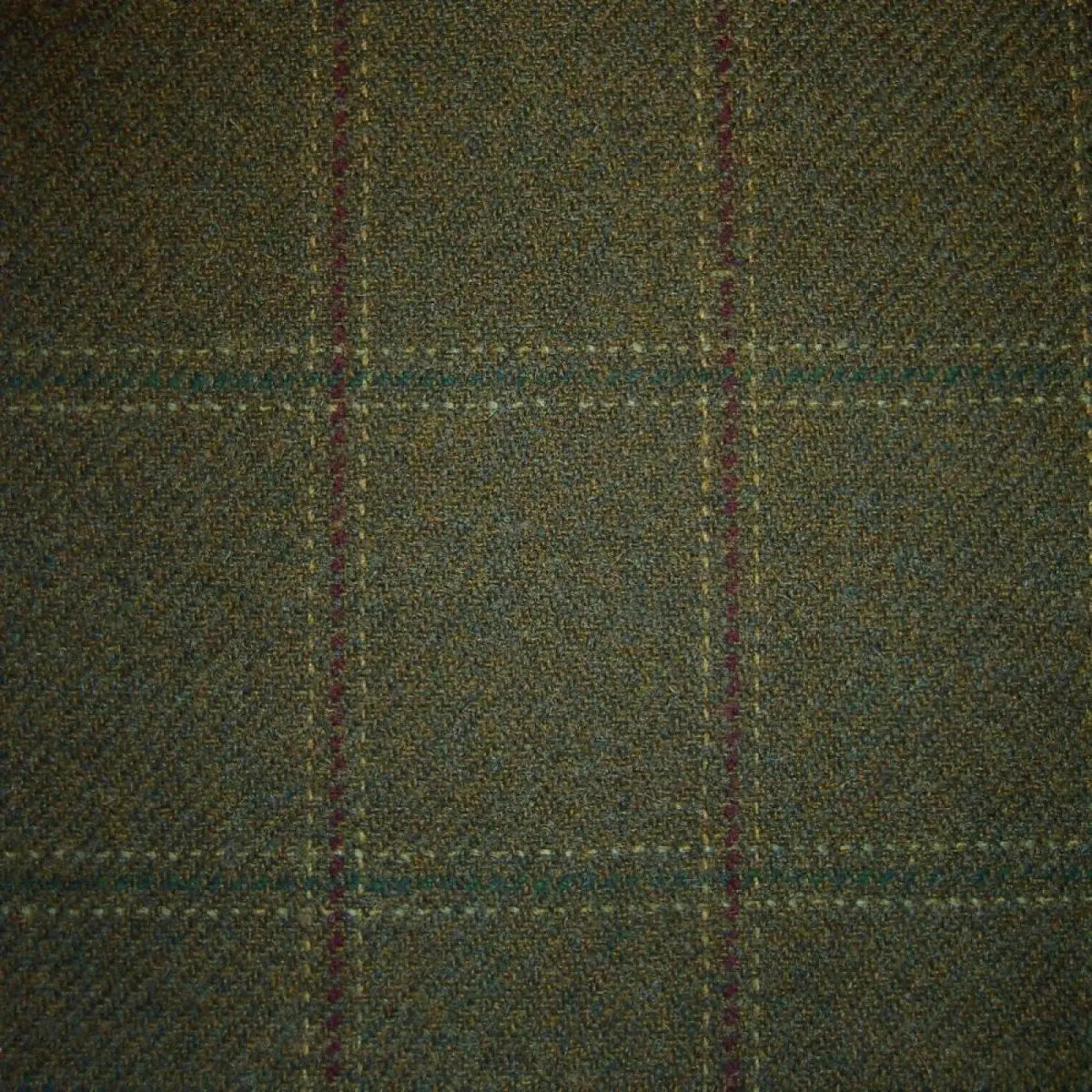 Green & Brown with Wine, Green & White Check Tweed