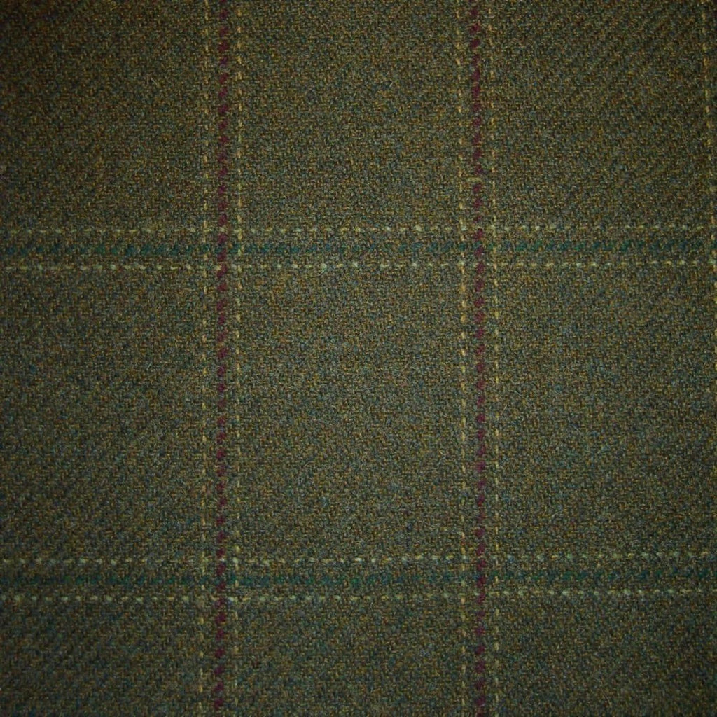 Green & Brown with Wine, Green & White Check Tweed