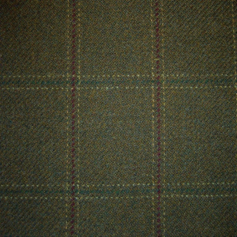 Green & Brown with Wine, Green & White Check Tweed