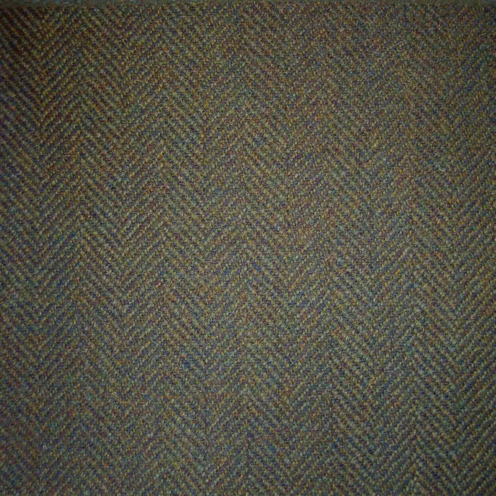 Green & Brown Herringbone Tweed