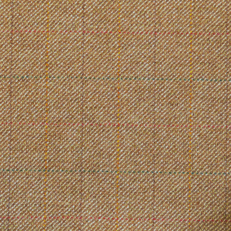 Light Brown with Red, Green & Orange Check Tweed