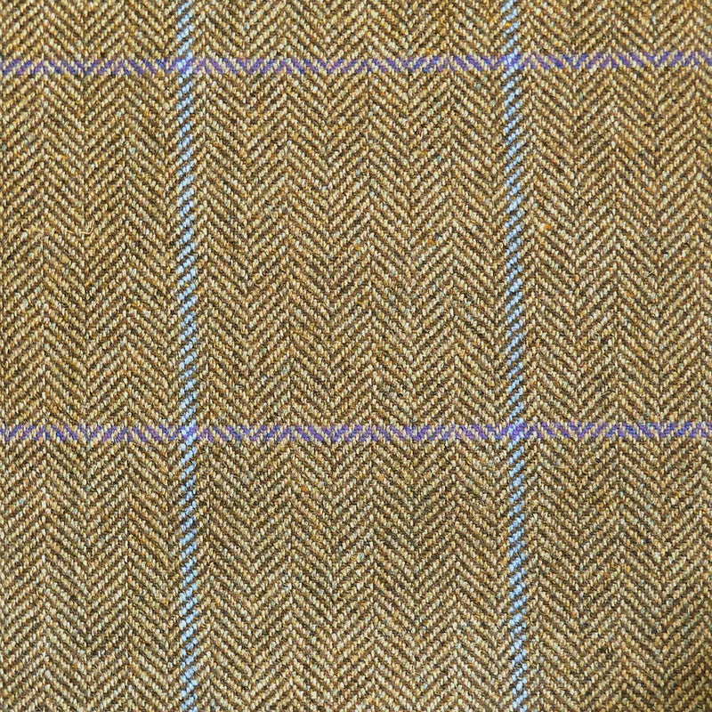 Sand Herringbone with Blue & Purple Check Tweed