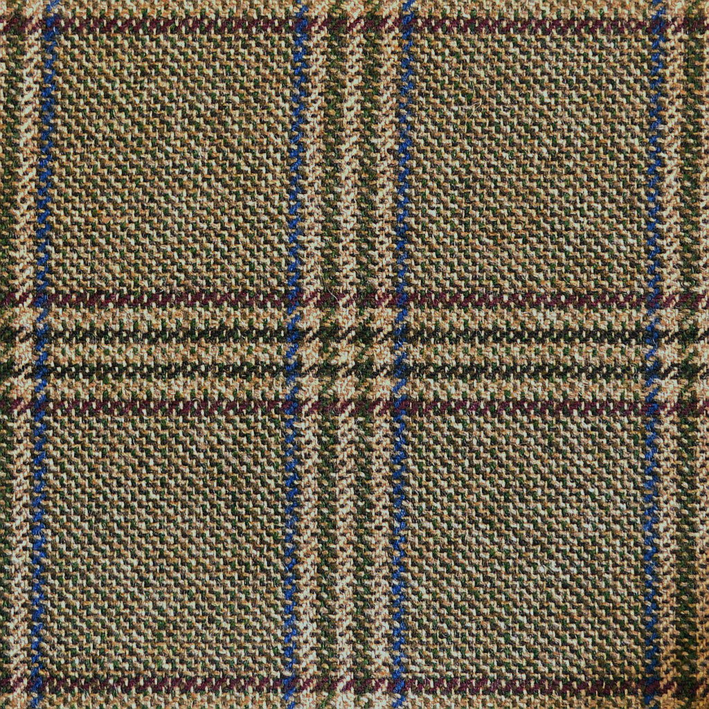 Green & Beige with Wine & Blue Check Tweed