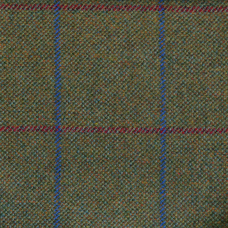 Moss Green with Red & Blue Check Tweed