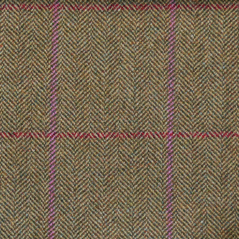 Brown & Green with Red & Pink Check Tweed